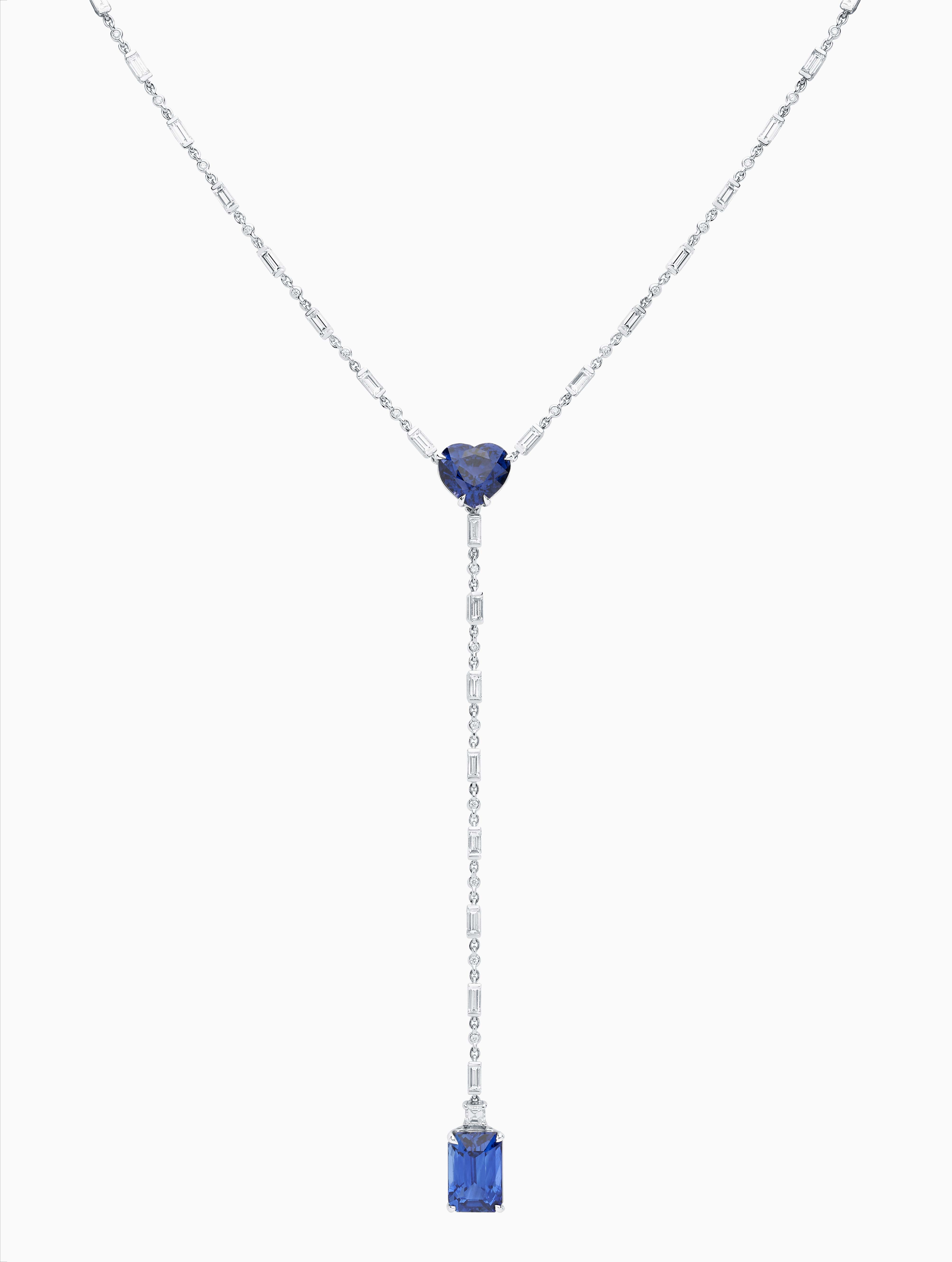Metro disco violinista Collar forma de corazón de oro blanco con zafiros azules multiposición  colección RABAT ONE OF A KIND|Joyería RABAT|P555514578
