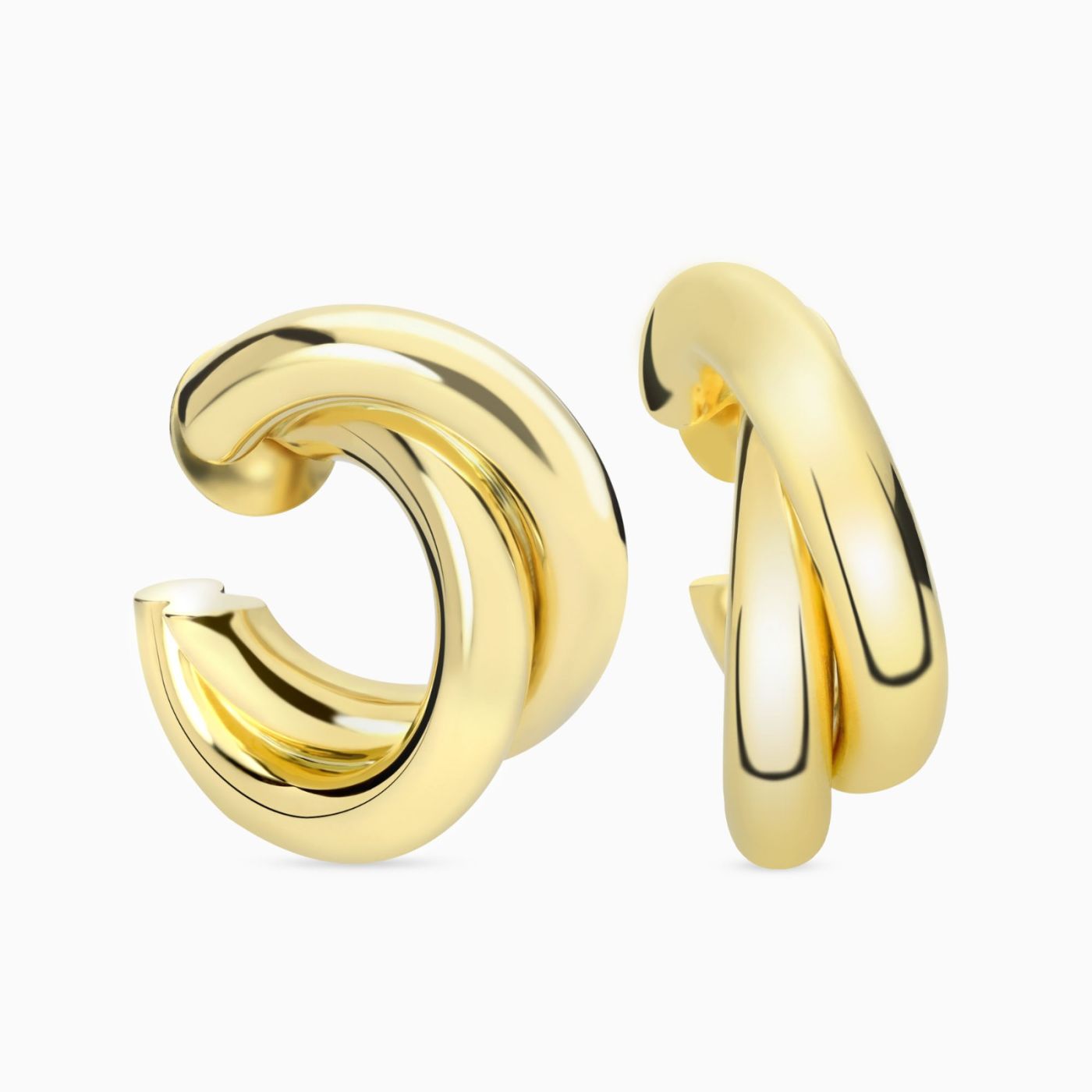 Yellow gold double cross hoop earrings