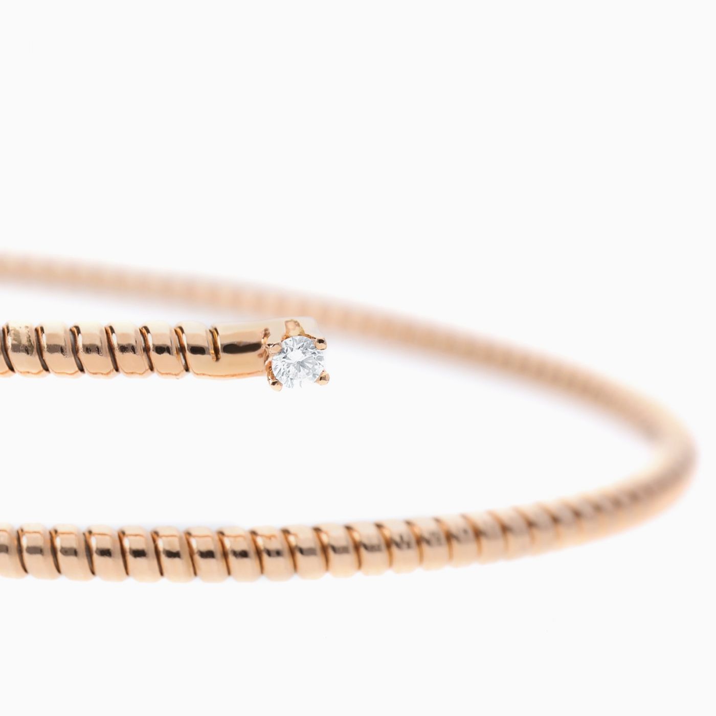 Tubogas bracelet in pink gold with diamonds