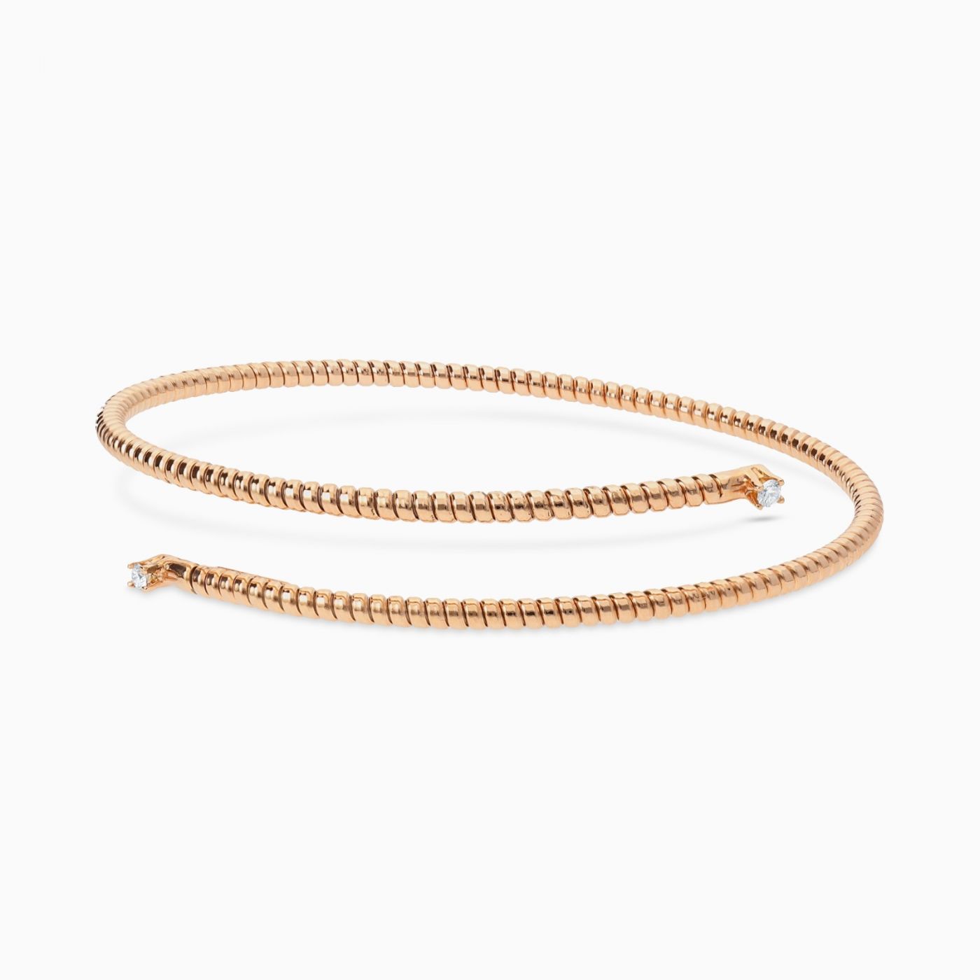 Tubogas bracelet in pink gold with diamonds