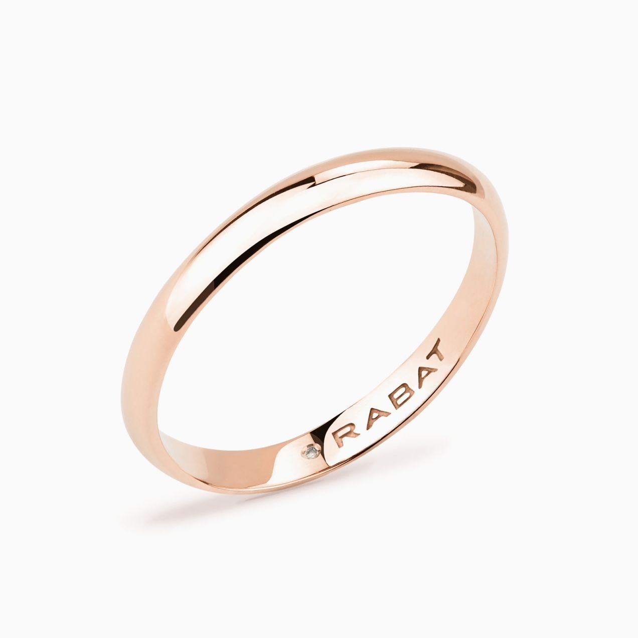 Rose gold half-round wedding ring