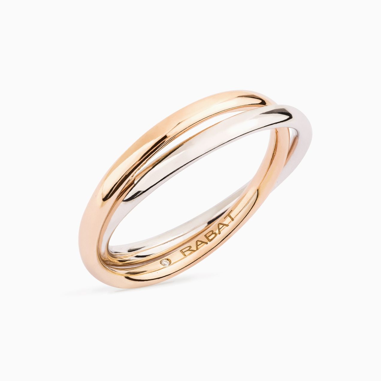 18K rose gold and white gold double wedding band ring