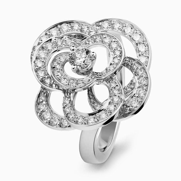 Ring CHANEL Camelia white gold with diamonds