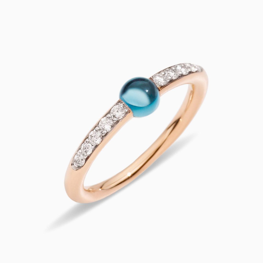 Pomellato Ring with London Blue Topaze and Diamonds 