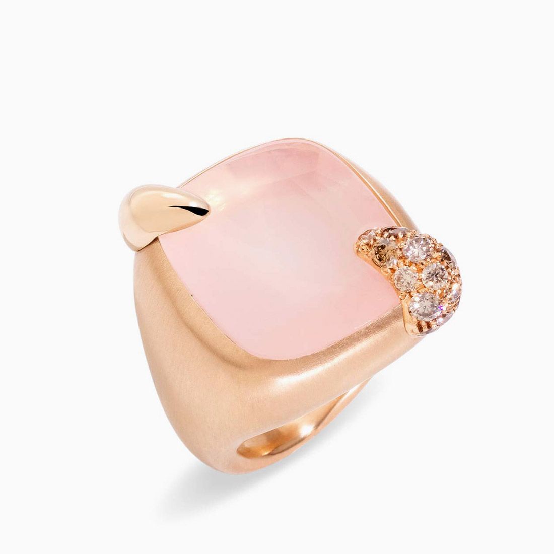 Pomellato Ring with Rose Quartz and Diamonds 
