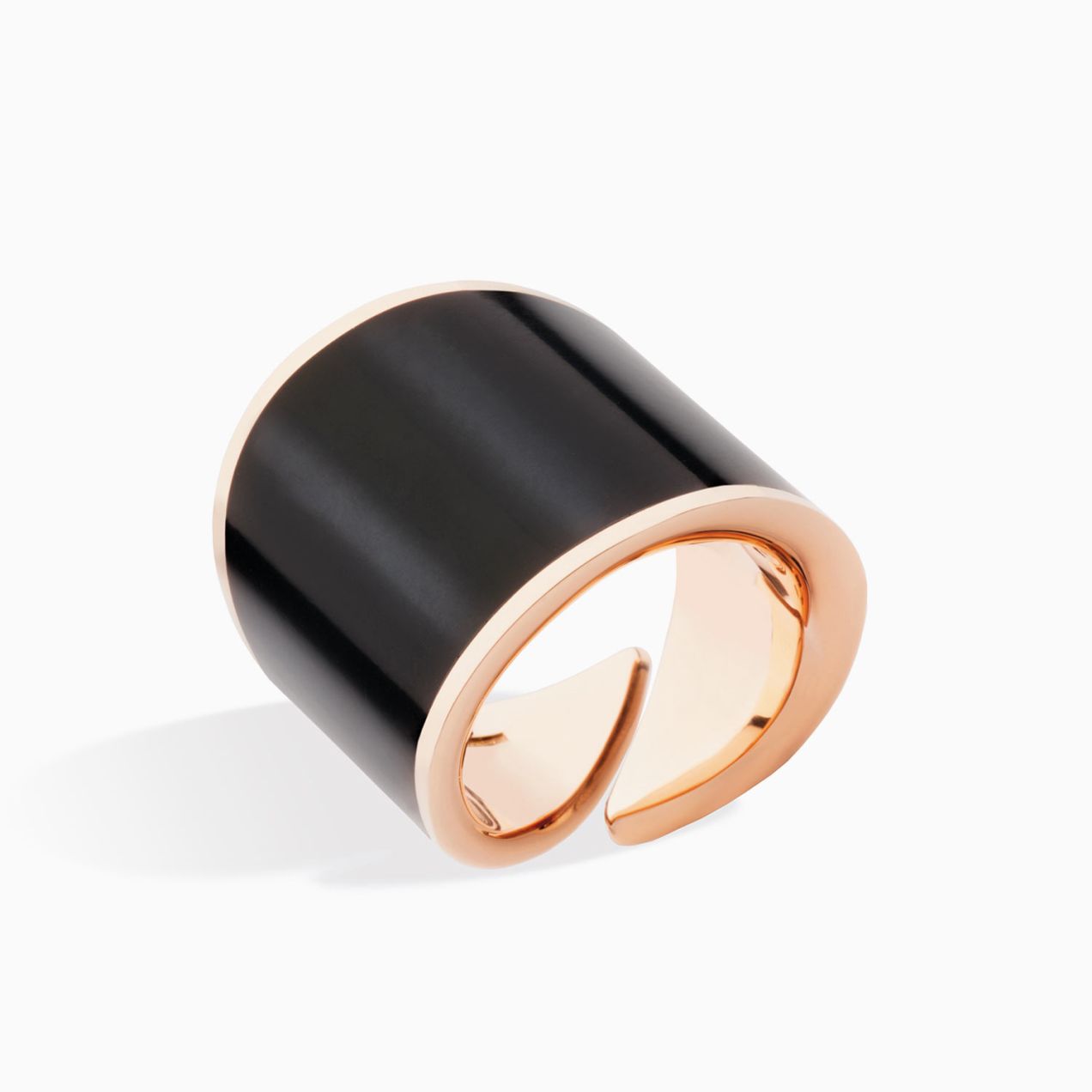 Vhernier vague ring in rose gold with jet