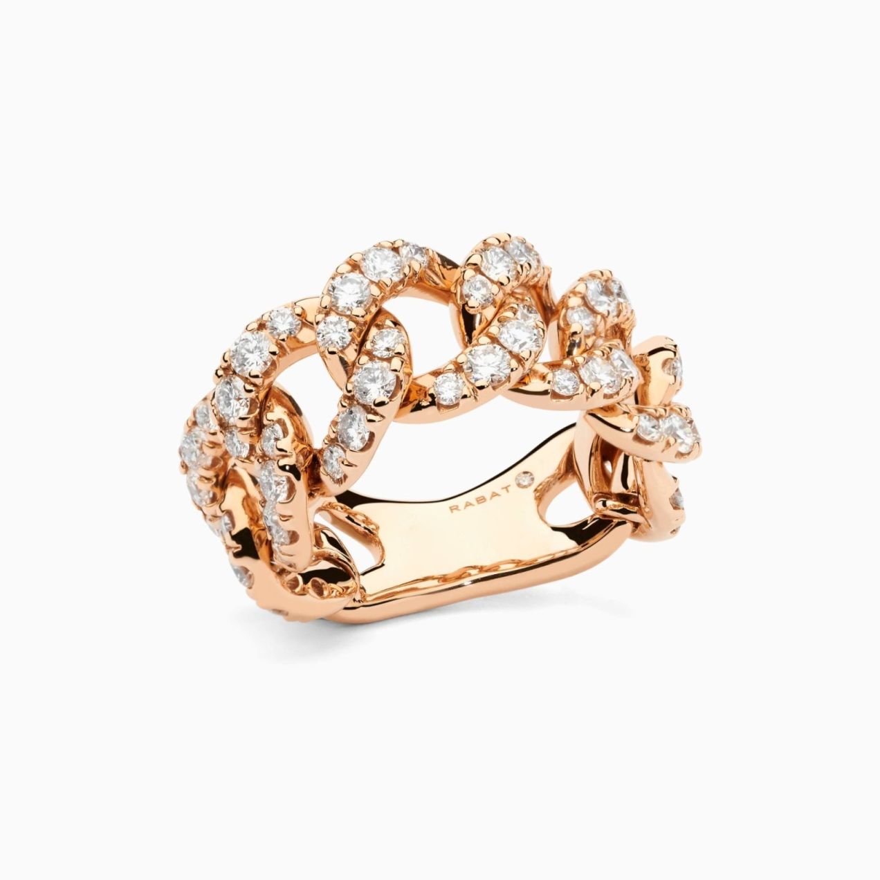 Anillo de eslabones de oro rosa con diamantes