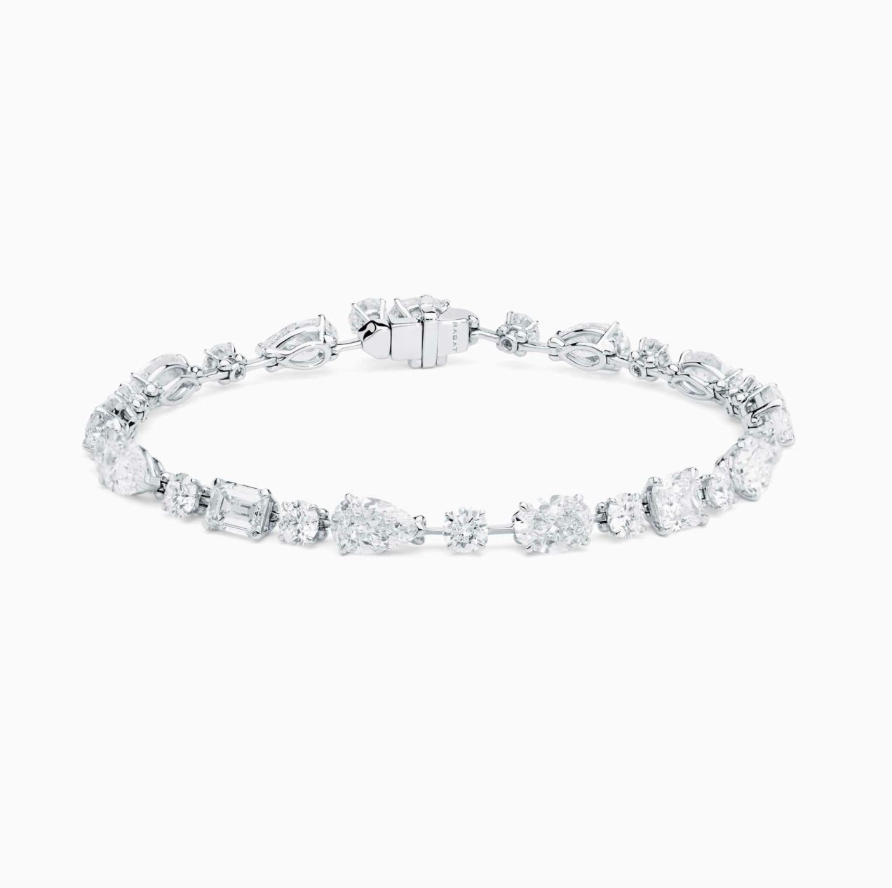 White gold rivière bracelet with multi-cut diamonds