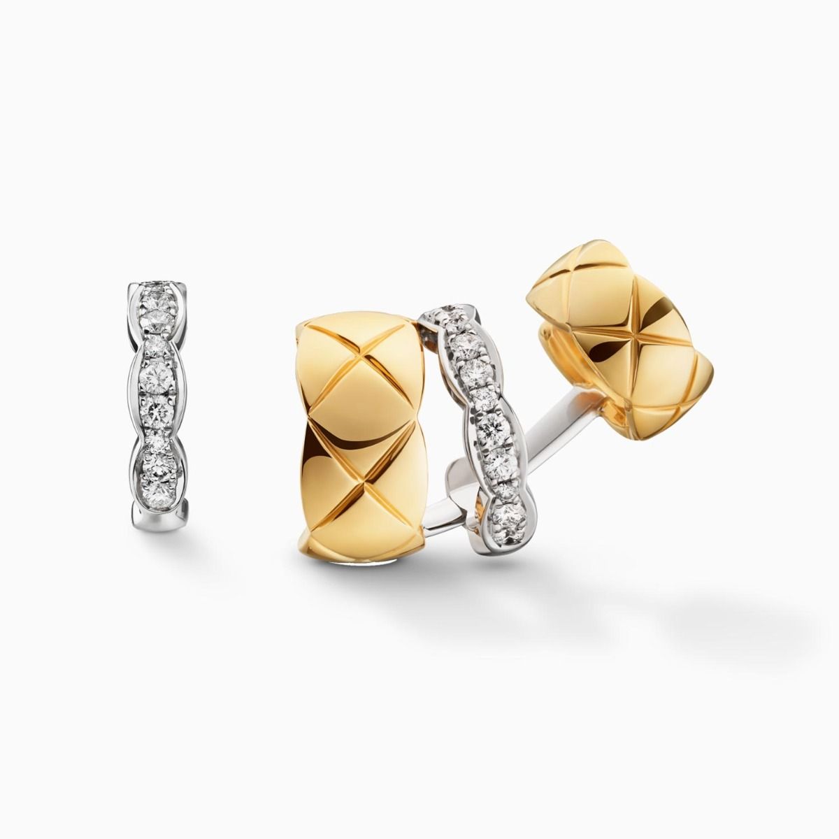 Earrings CHANEL Coco Crush yellow gold combined with white gold with diamonds