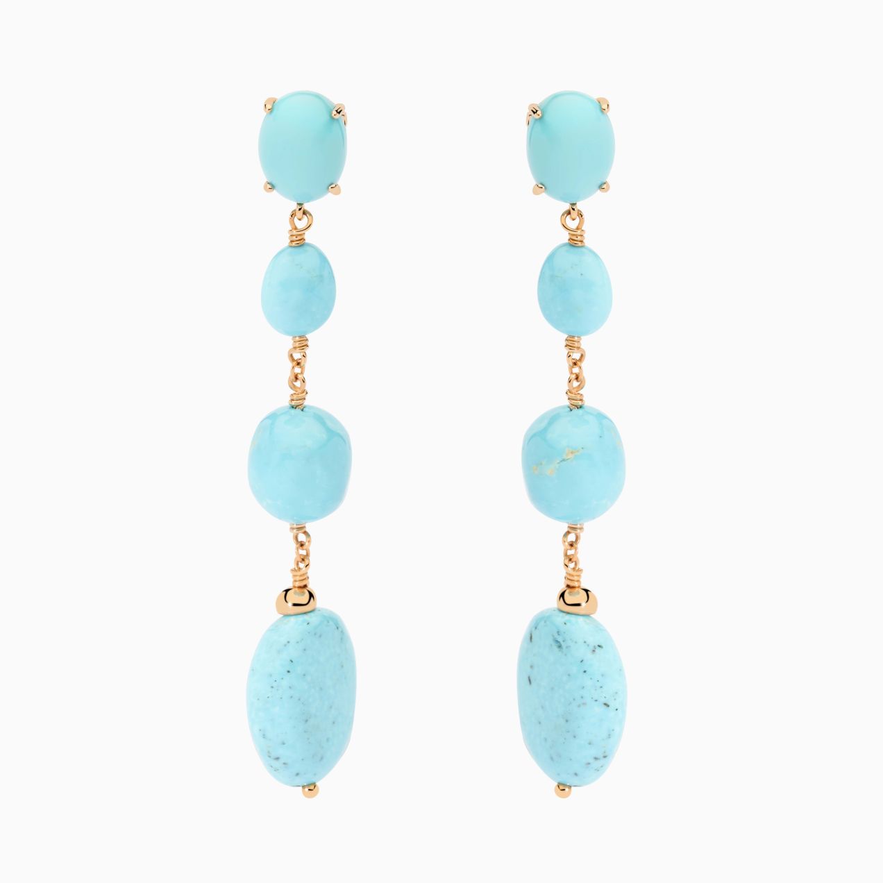 Rose gold earrings with turquoise gems