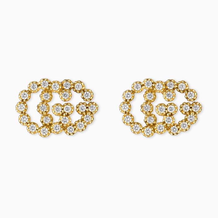 Gucci stud earrings in yellow gold with diamonds