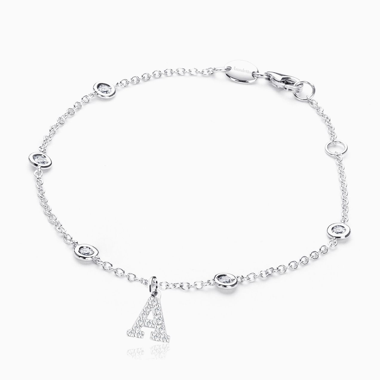 Letter A in Pave Setting with Diamonds Bracelet