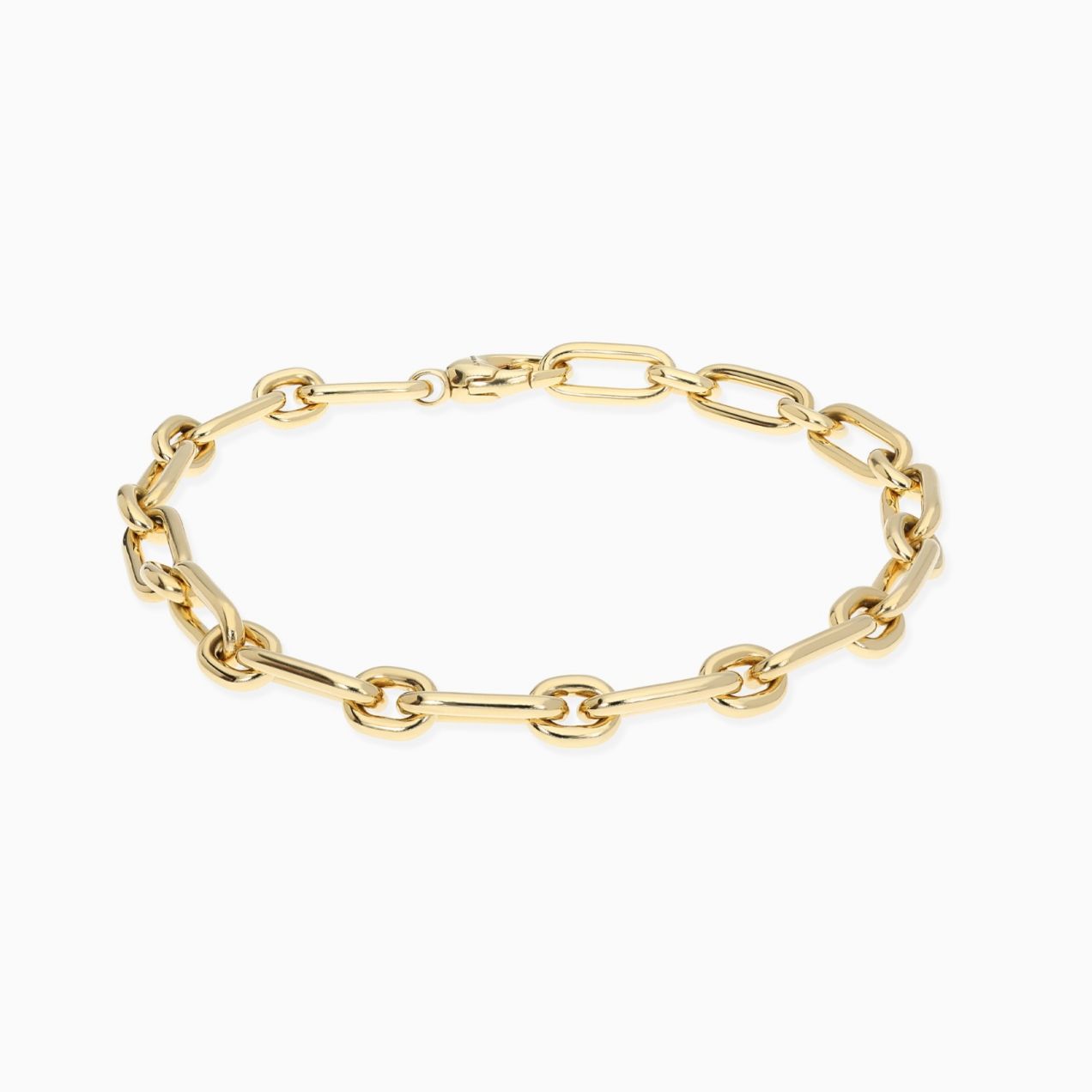 Oval and rectangular yellow gold bracelet