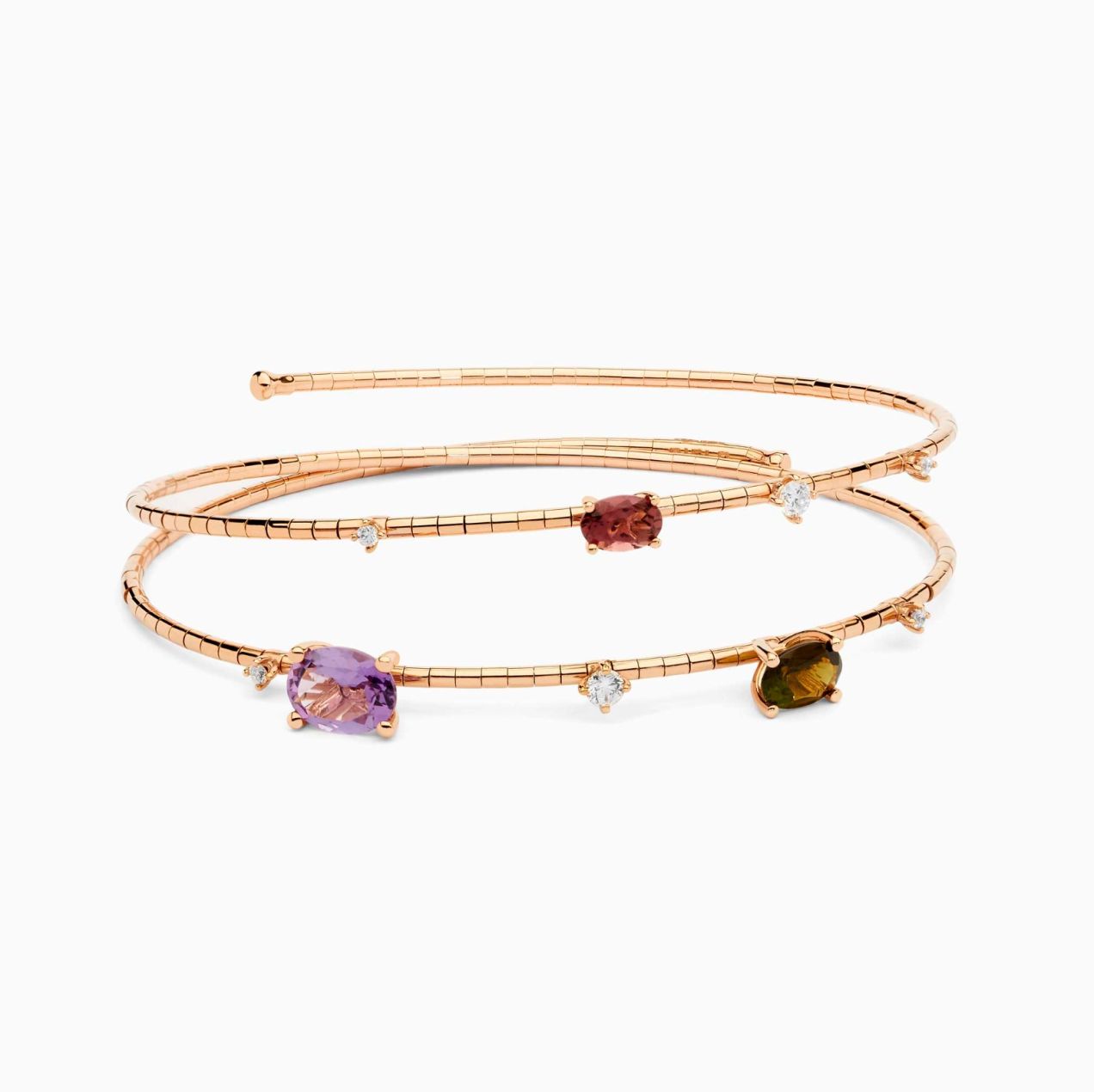Rose Gold Bracelet with Colored Gems and Diamonds 