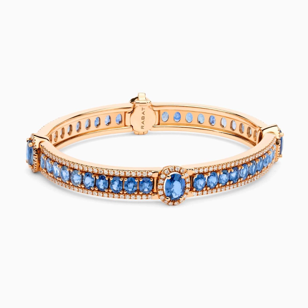 Rose gold bracelet with blue sapphires and diamonds