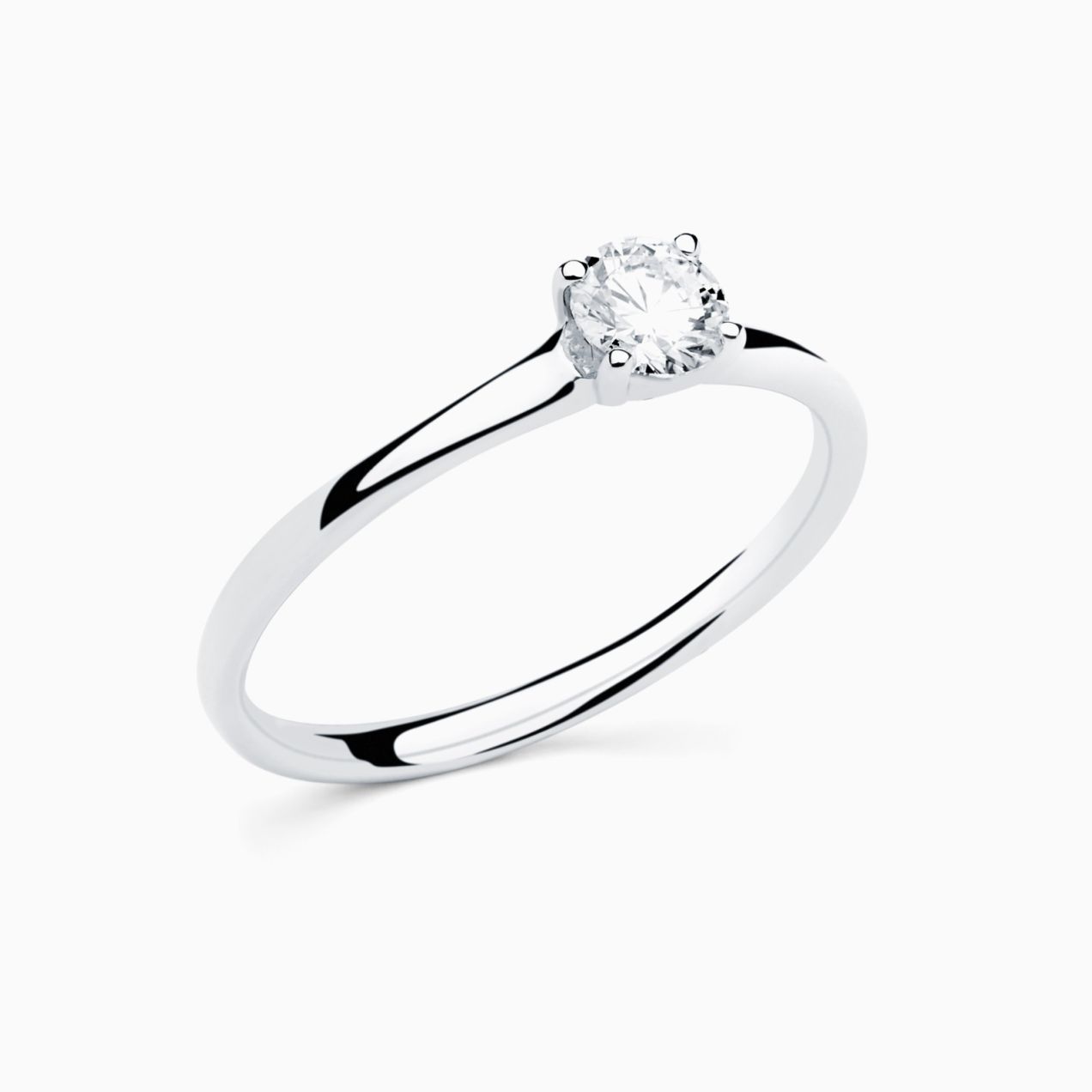 White gold with diamond in the center solitaire ring RABAT Always U